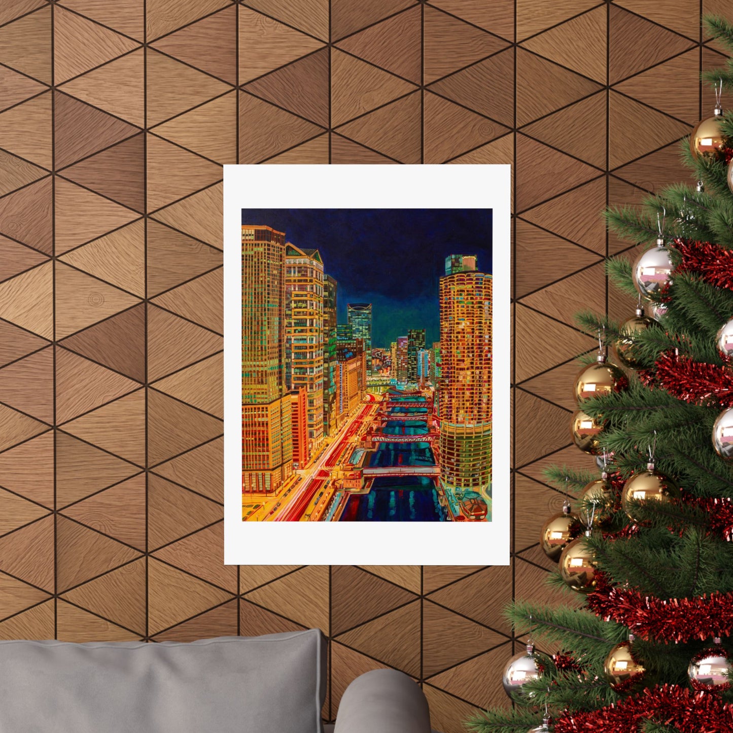 Nightfall in the Loop-Chicago — Fine Art Poster Reproduction
