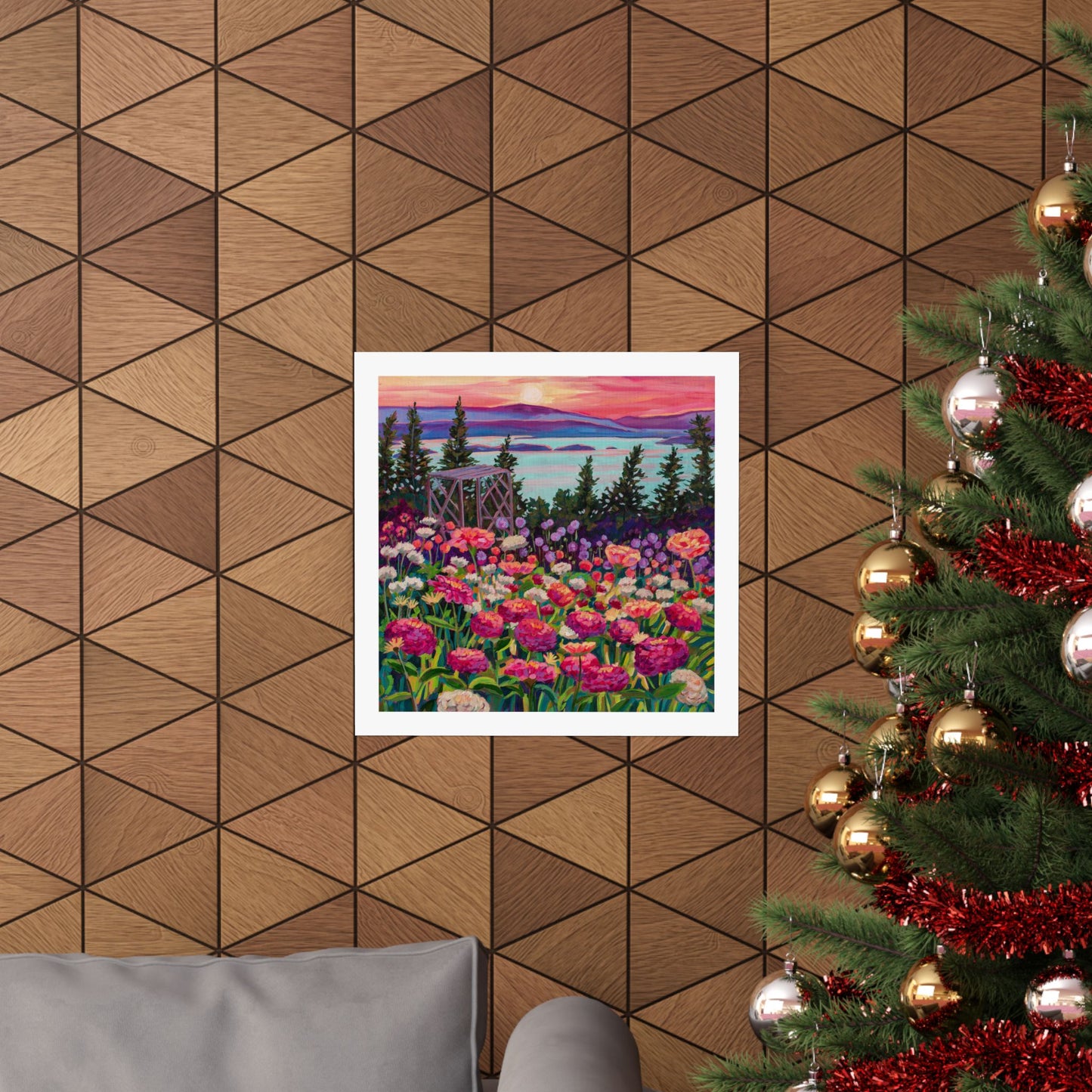 Wonder garden series- Zinnias in the Mountain Light— Matte Paper Poster Reproduction