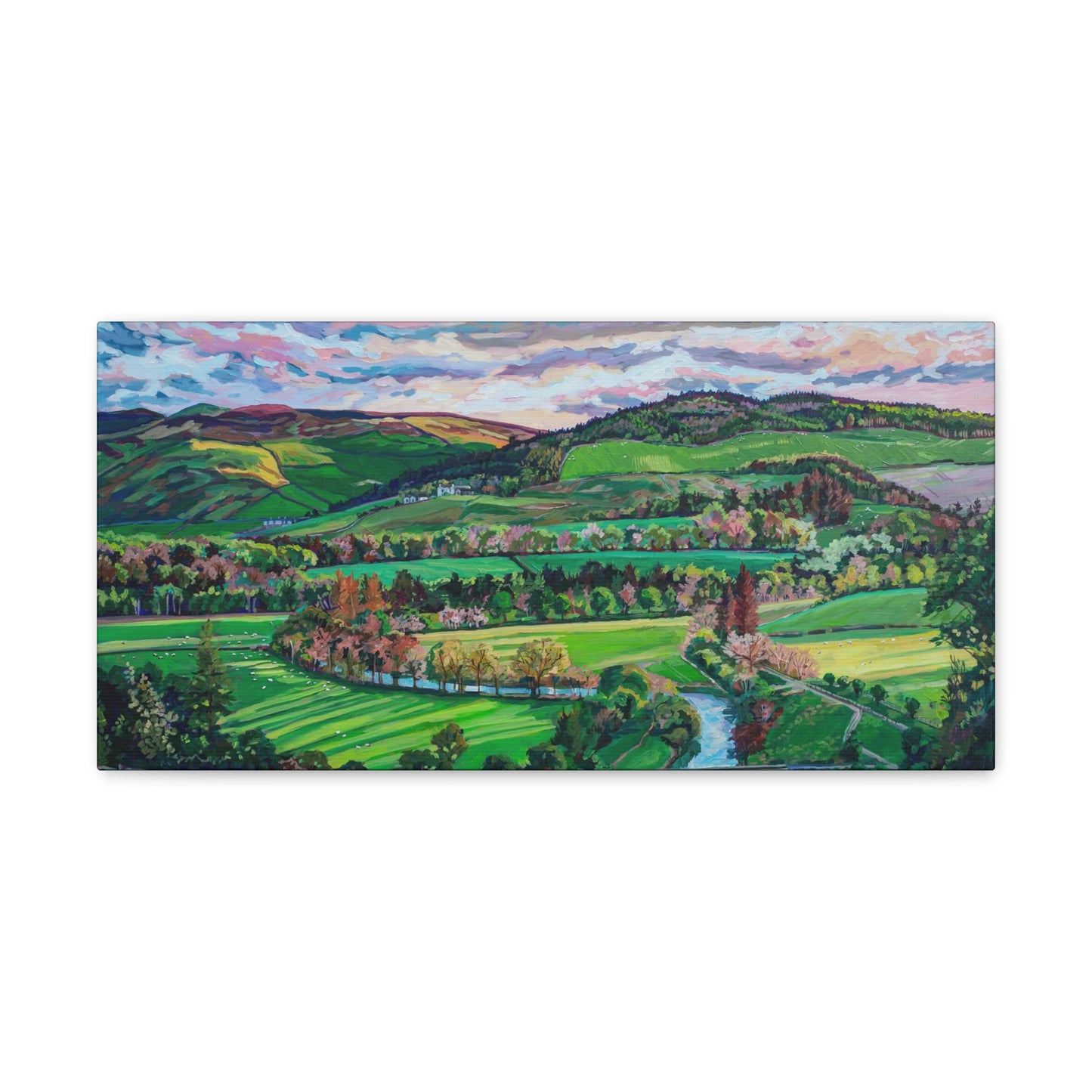 Rolling Farmland, Pebbles-Scotland— Gallery Wrapped Canvas Reproduction