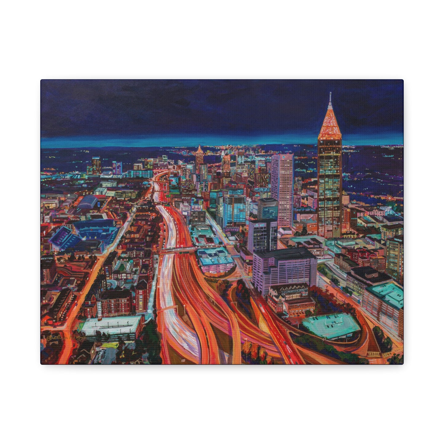 Atlanta Night Skyline —Matte Canvas, Stretched, 1.25"