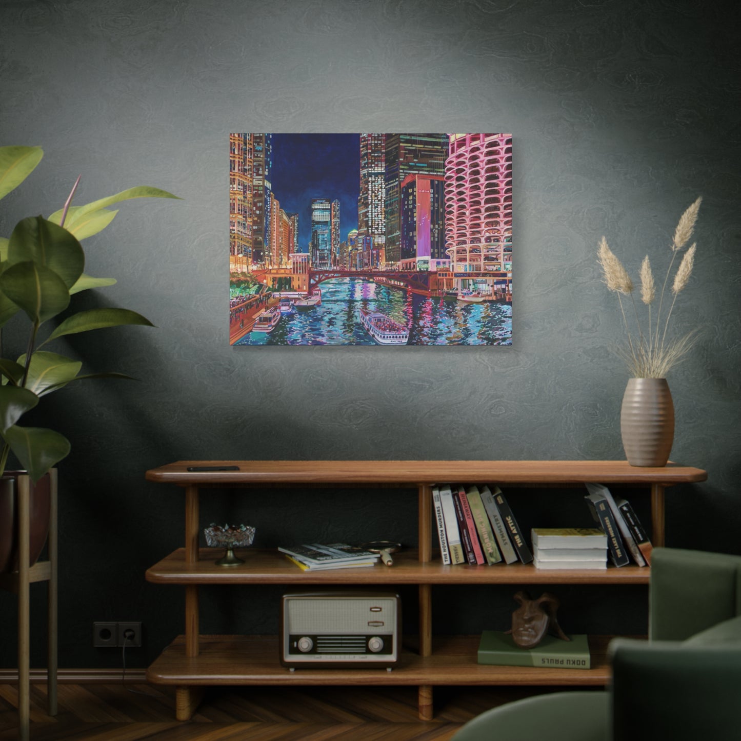 The Chicago River at Night—Matte Canvas, Stretched, 1.25"