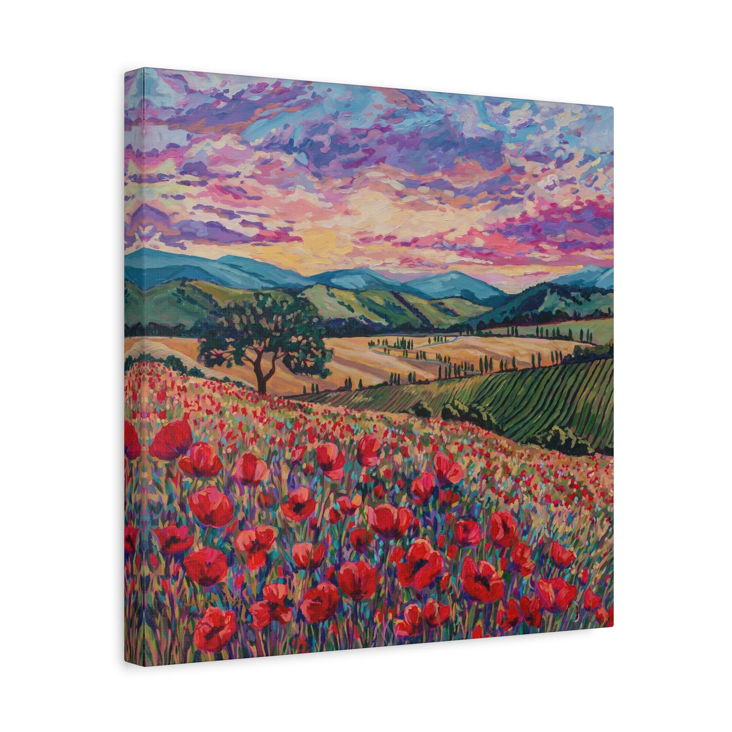 Tuscan Poppies and Poplars —Matte Canvas, Stretched, 1.25"