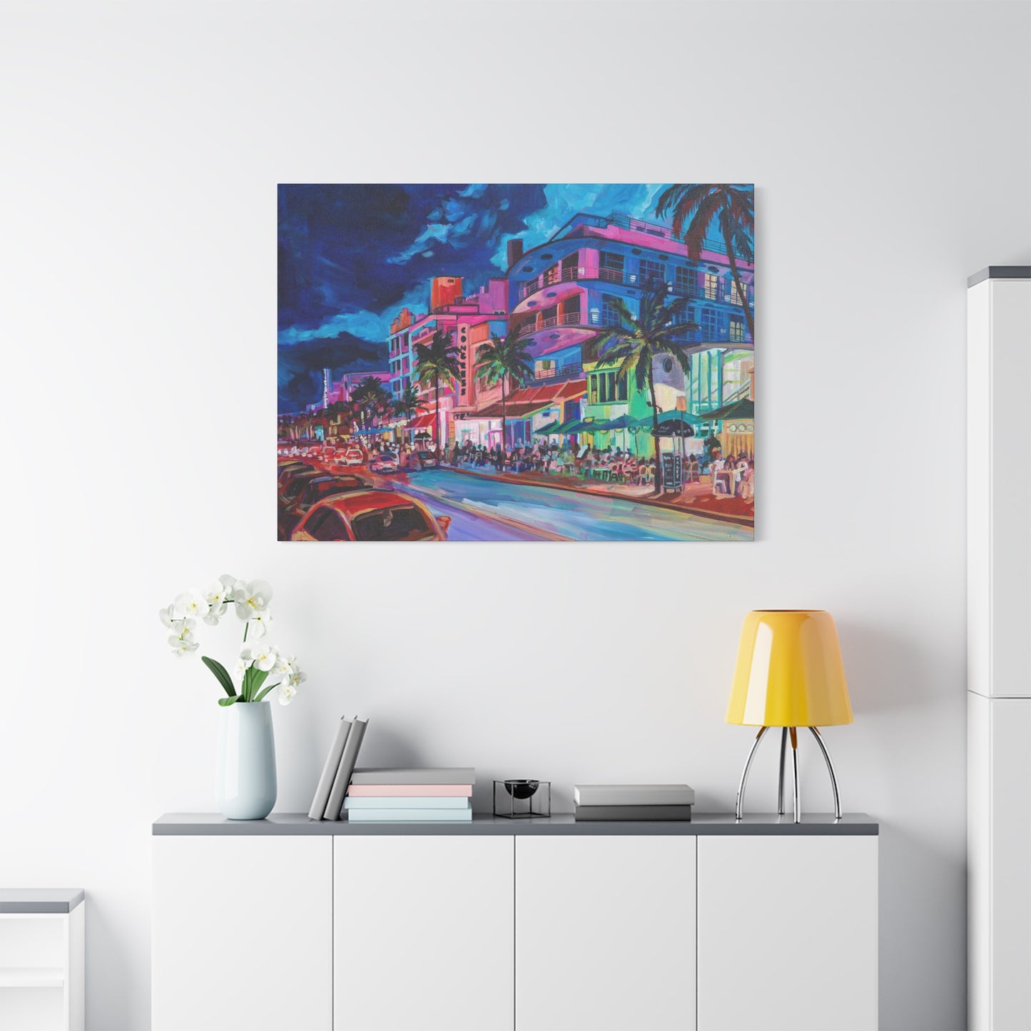 Palace Cafe and Congress Hotel, South Beach Miami—Matte Canvas, Stretched, 1.25"