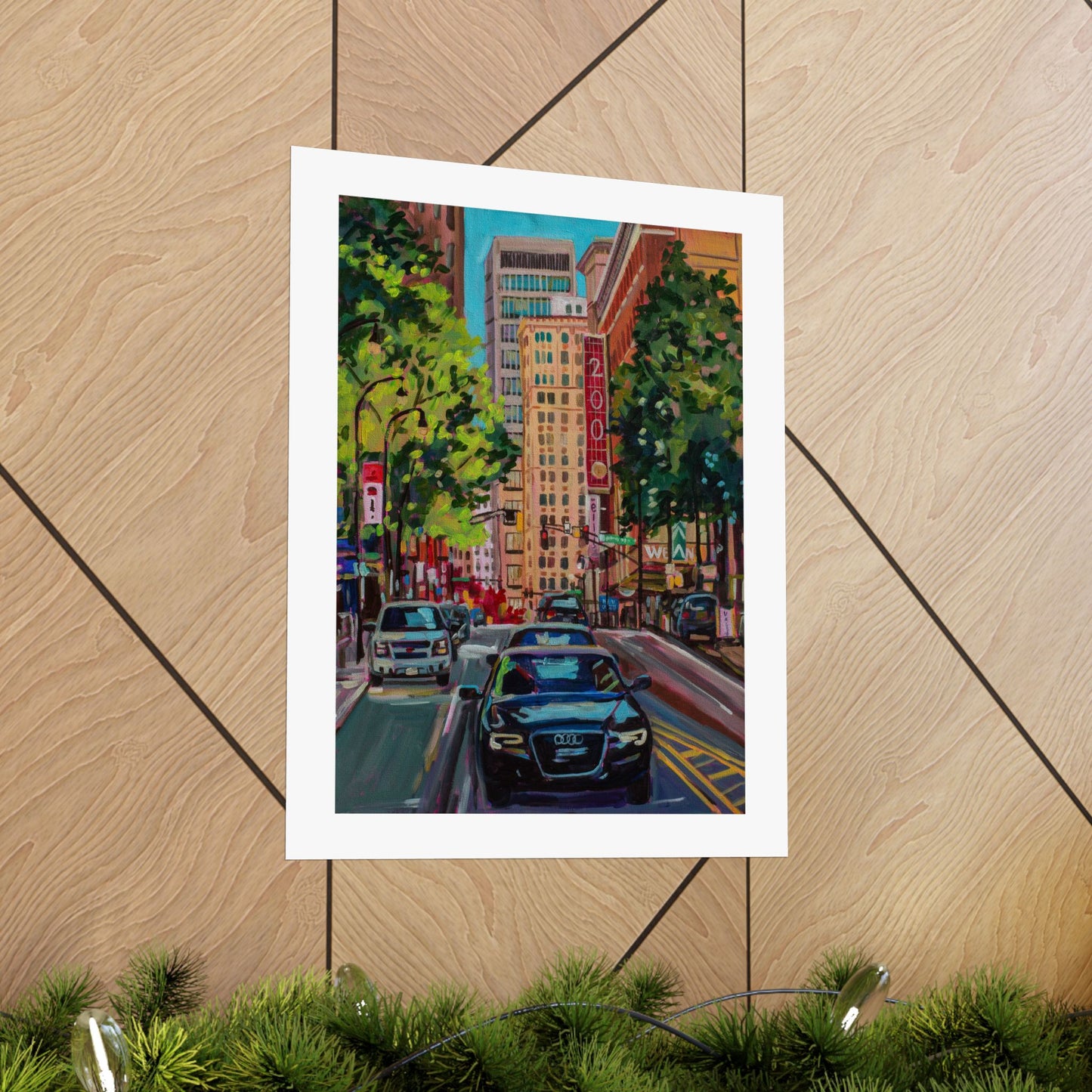 Atlanta Street scene 3 (Along Peachtree by the Weston Hotel) — Fine Art Matte Paper  Reproduction