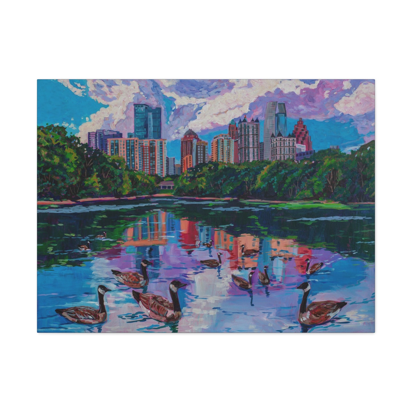 Geese at Piedmont Park, Atlanta— Gallery Wrapped Canvas Reproduction