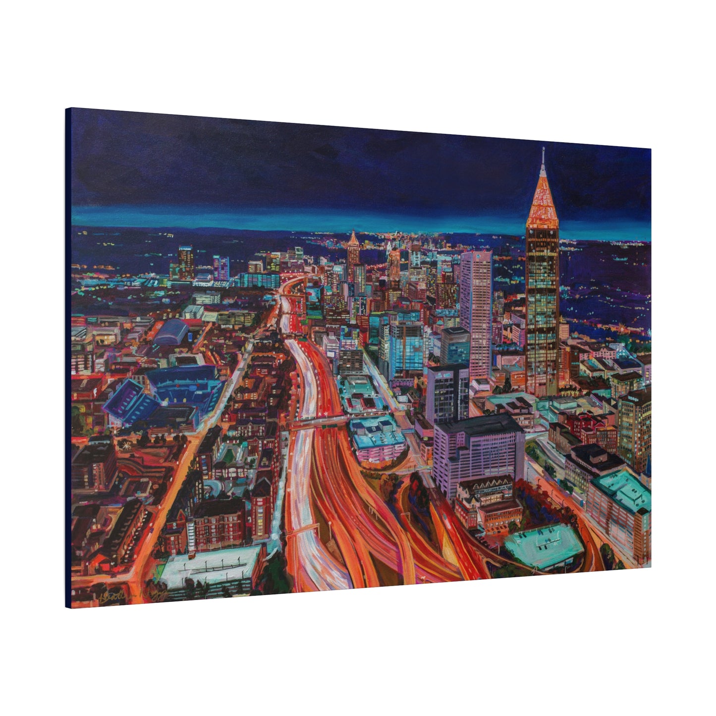 Atlanta Night Skyline —Matte Canvas, Stretched, 1.25"