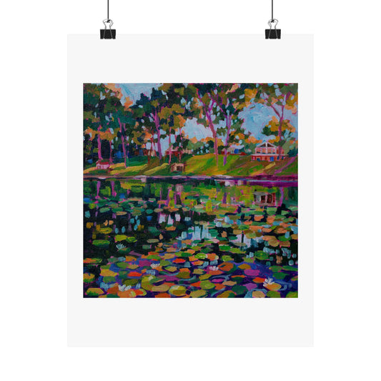 Lily pads on Pine Hill Lake— Matte Paper Poster Reproduction