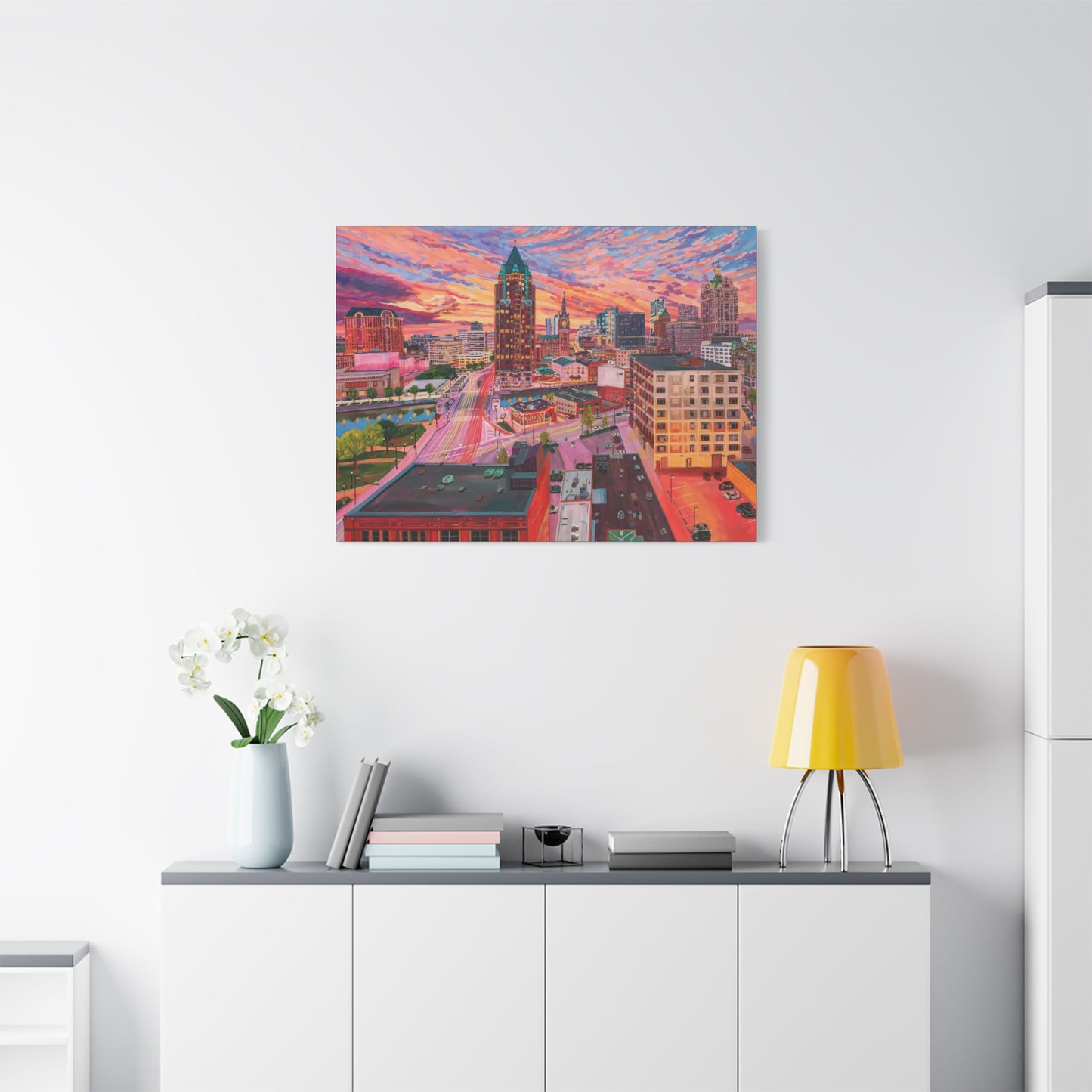 Golden glow- Milwaukee— Gallery Wrapped Canvas Reproduction