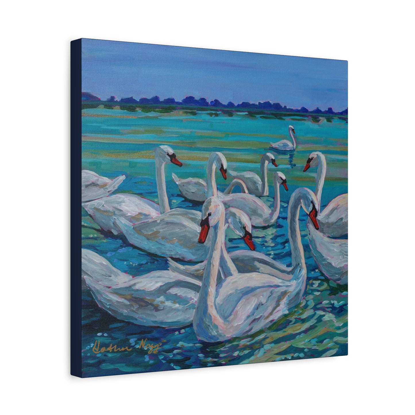Mute Swan Family—Matte Canvas, Stretched, 1.25"