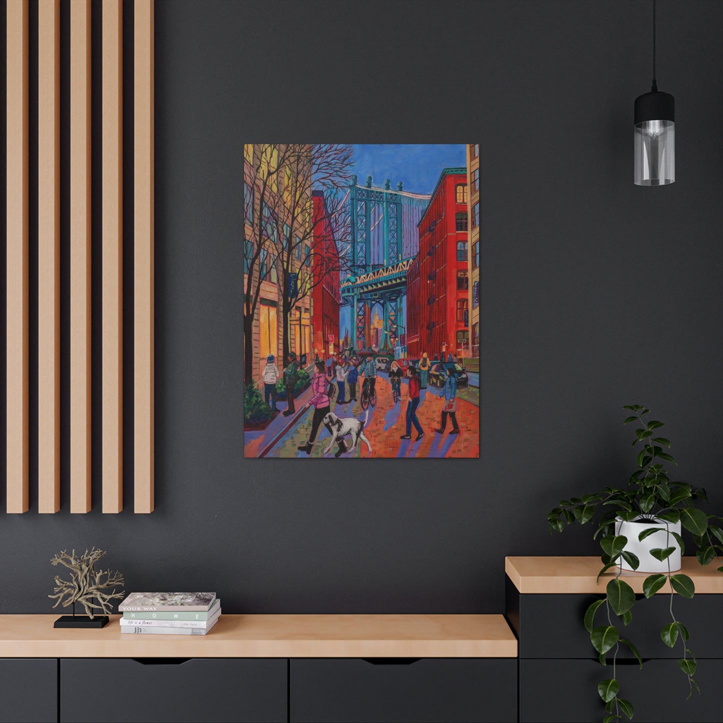 Empire through Manhattan Bridge-DUMBO — Gallery Wrapped Canvas Reproduction