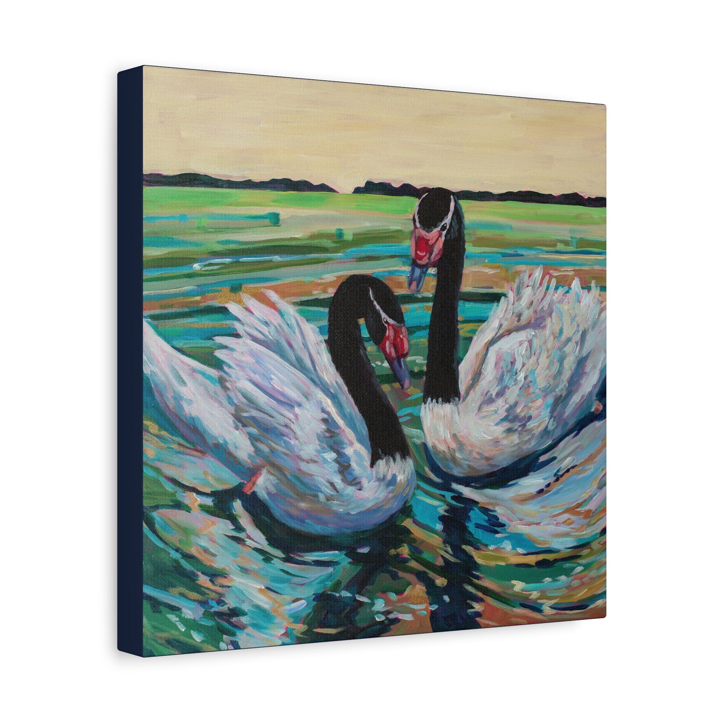 Black Neck Swan Duo—Matte Canvas, Stretched, 1.25"