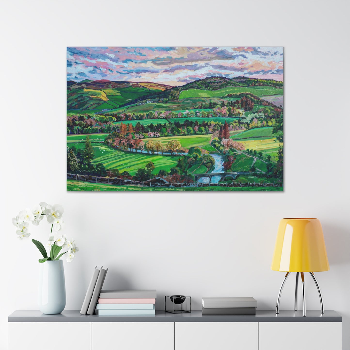 Rolling Farmland, Pebbles-Scotland— Gallery Wrapped Canvas Reproduction