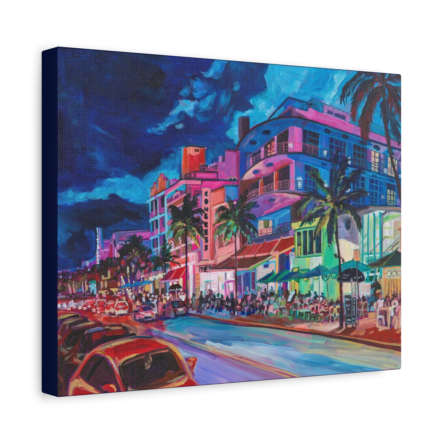 Palace Cafe and Congress Hotel, South Beach Miami—Matte Canvas, Stretched, 1.25"