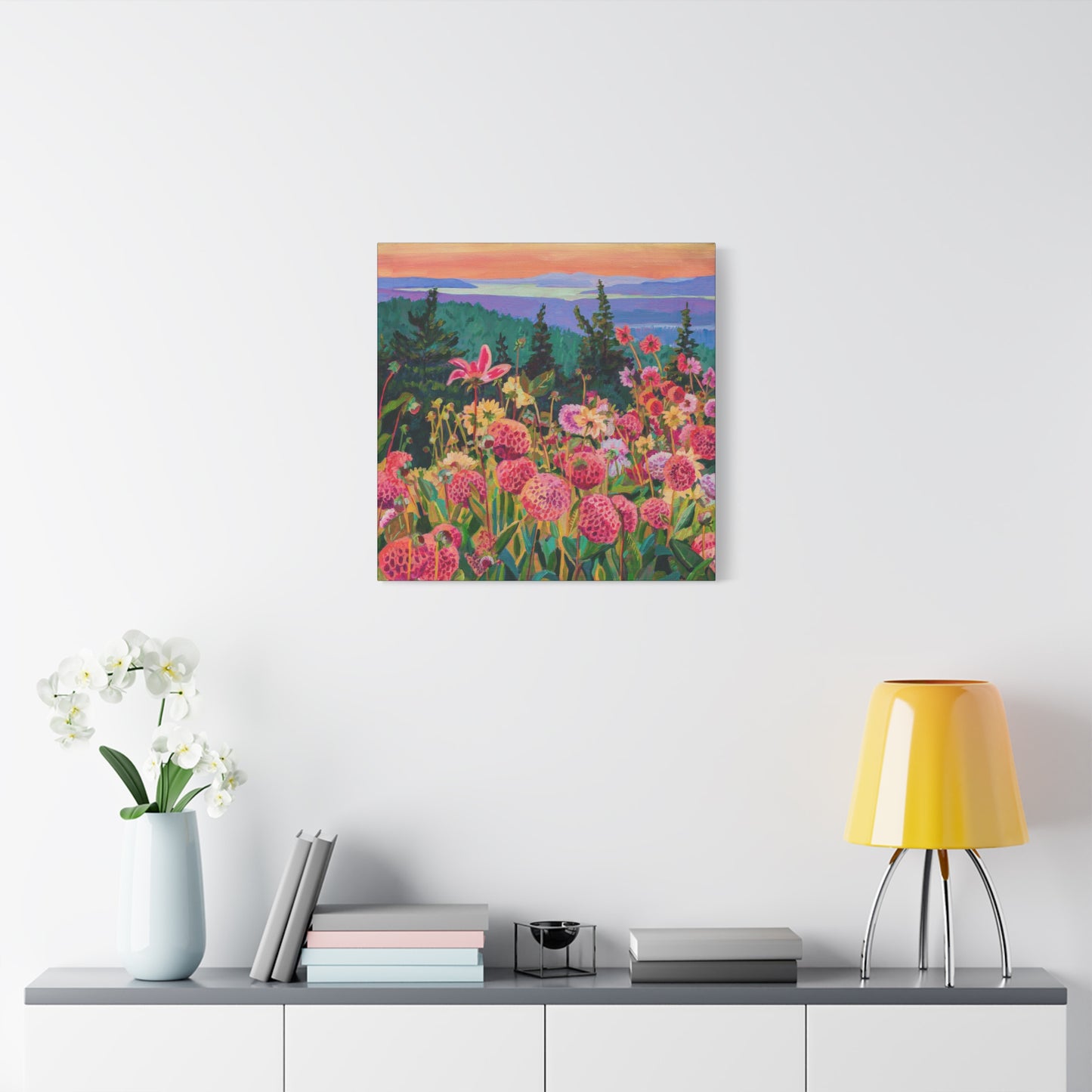 Wonder garden series- Dahlias—Matte Canvas, Stretched, 1.25"
