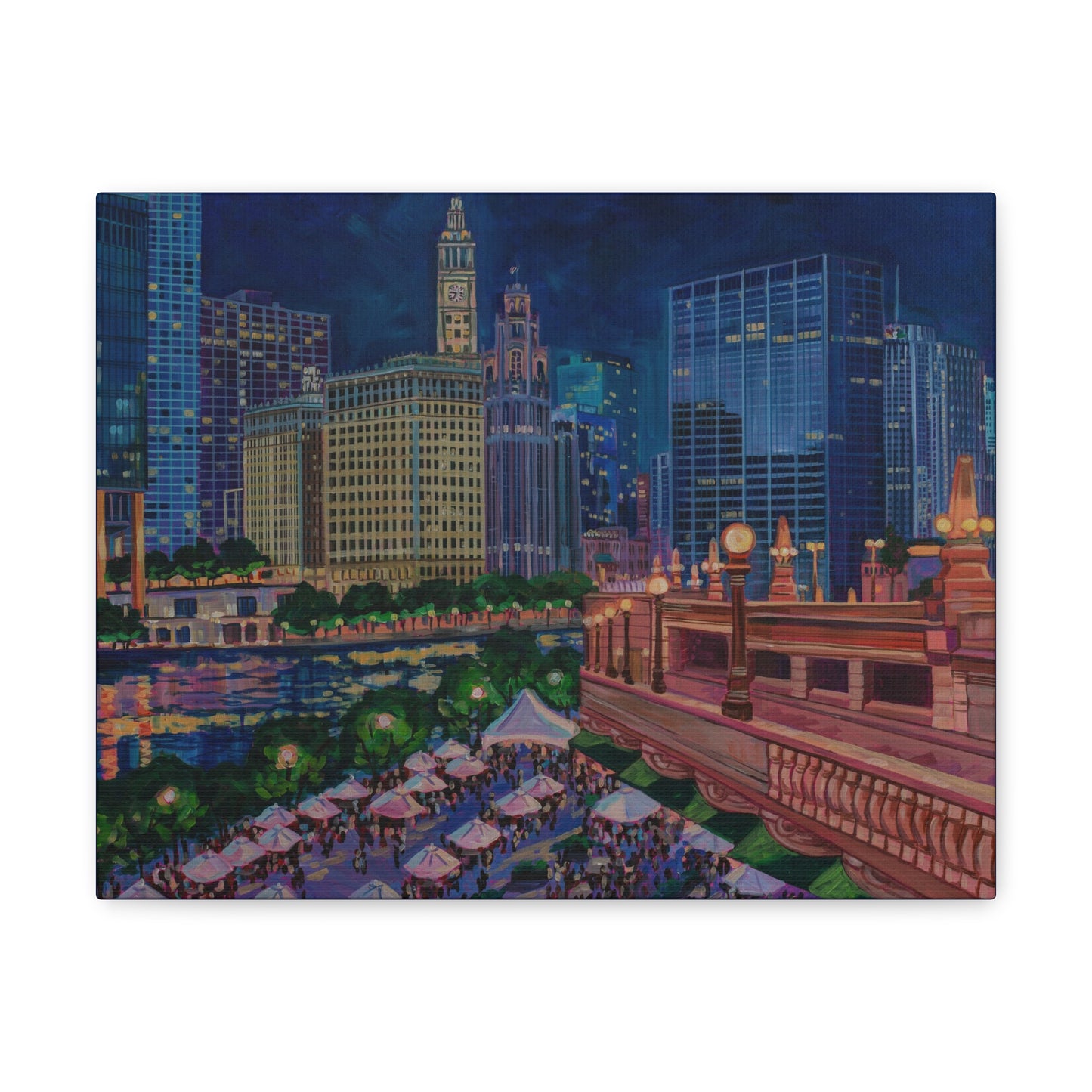 Riverwalk Chicago at Michigan Ave— Gallery Wrapped Canvas Reproduction