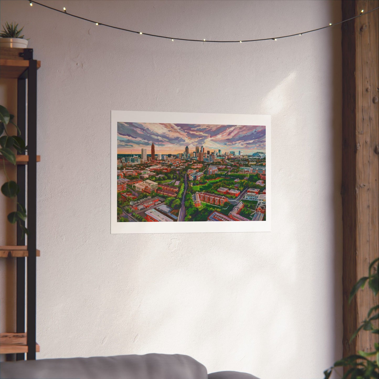 Georgia Tech and Atlanta Skyline —Matte Horizontal Poster Reproduction
