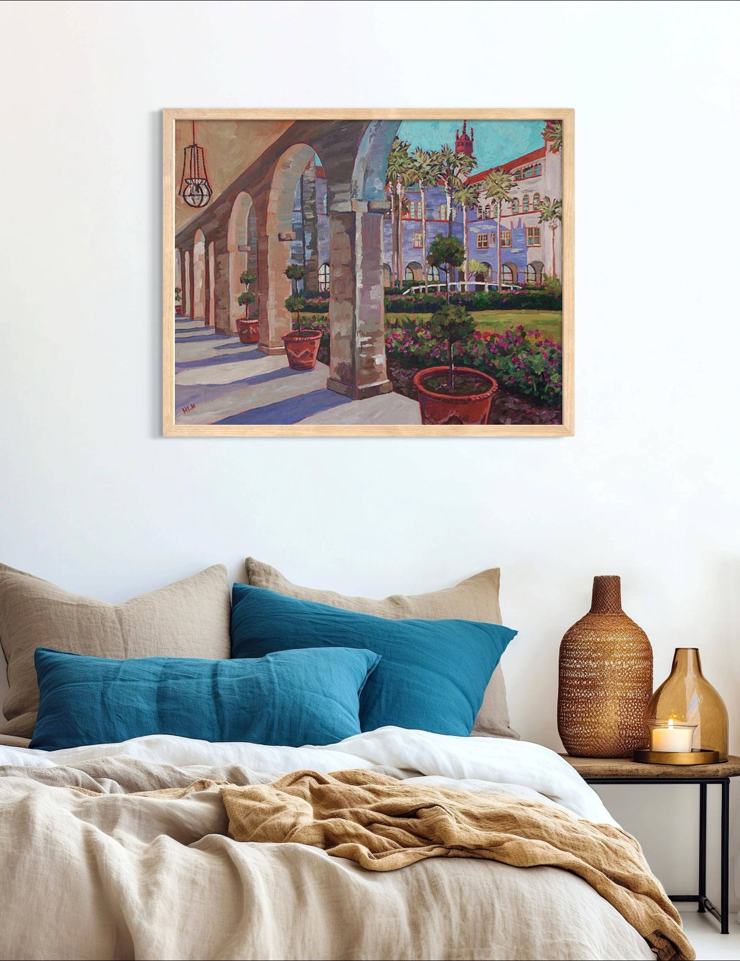 Courtyard of Hotel Alcazar landscape original painting