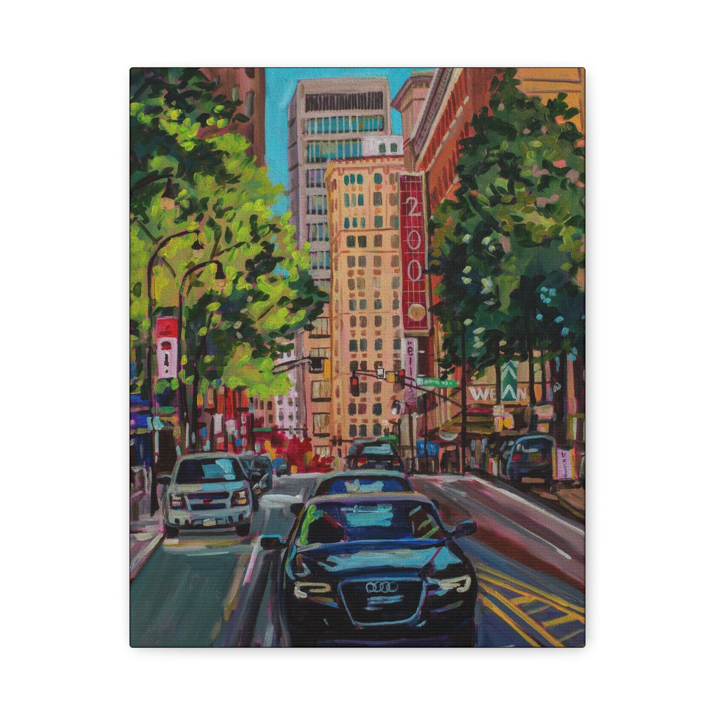 Atlanta Street scene 3 (Along Peachtree by the Weston Hotel)—Matte Canvas, Stretched, 1.25"