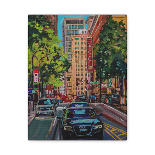 Atlanta Street scene 3 (Along Peachtree by the Weston Hotel)—Matte Canvas, Stretched, 1.25"