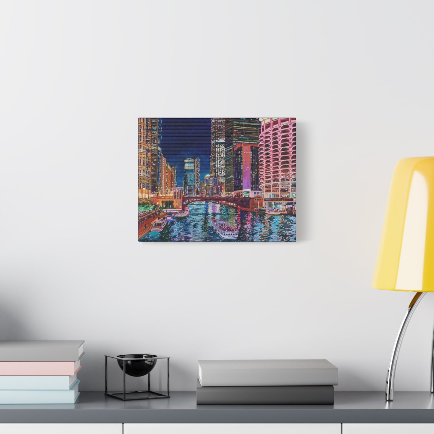 The Chicago River at Night—Matte Canvas, Stretched, 1.25"