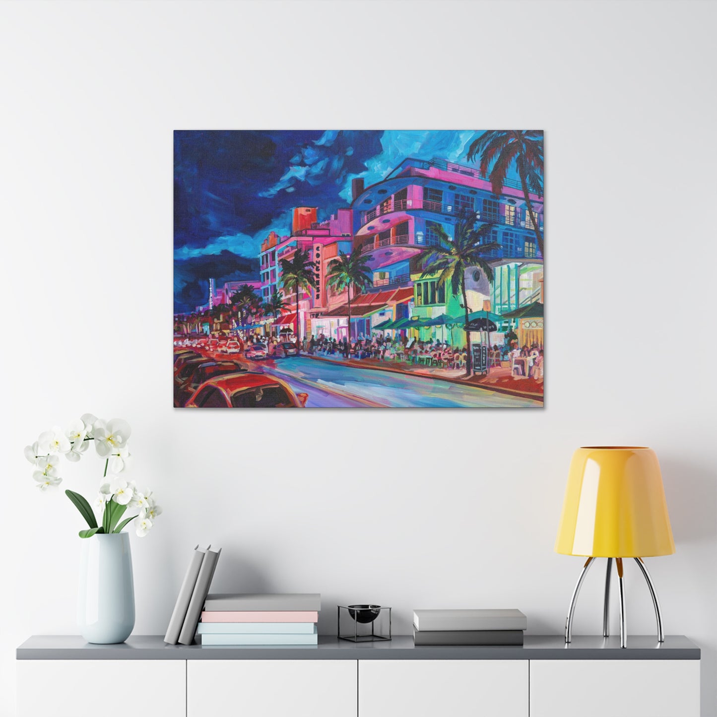 Palace Cafe and Congress Hotel, South Beach Miami— Gallery Wrapped Canvas Reproduction