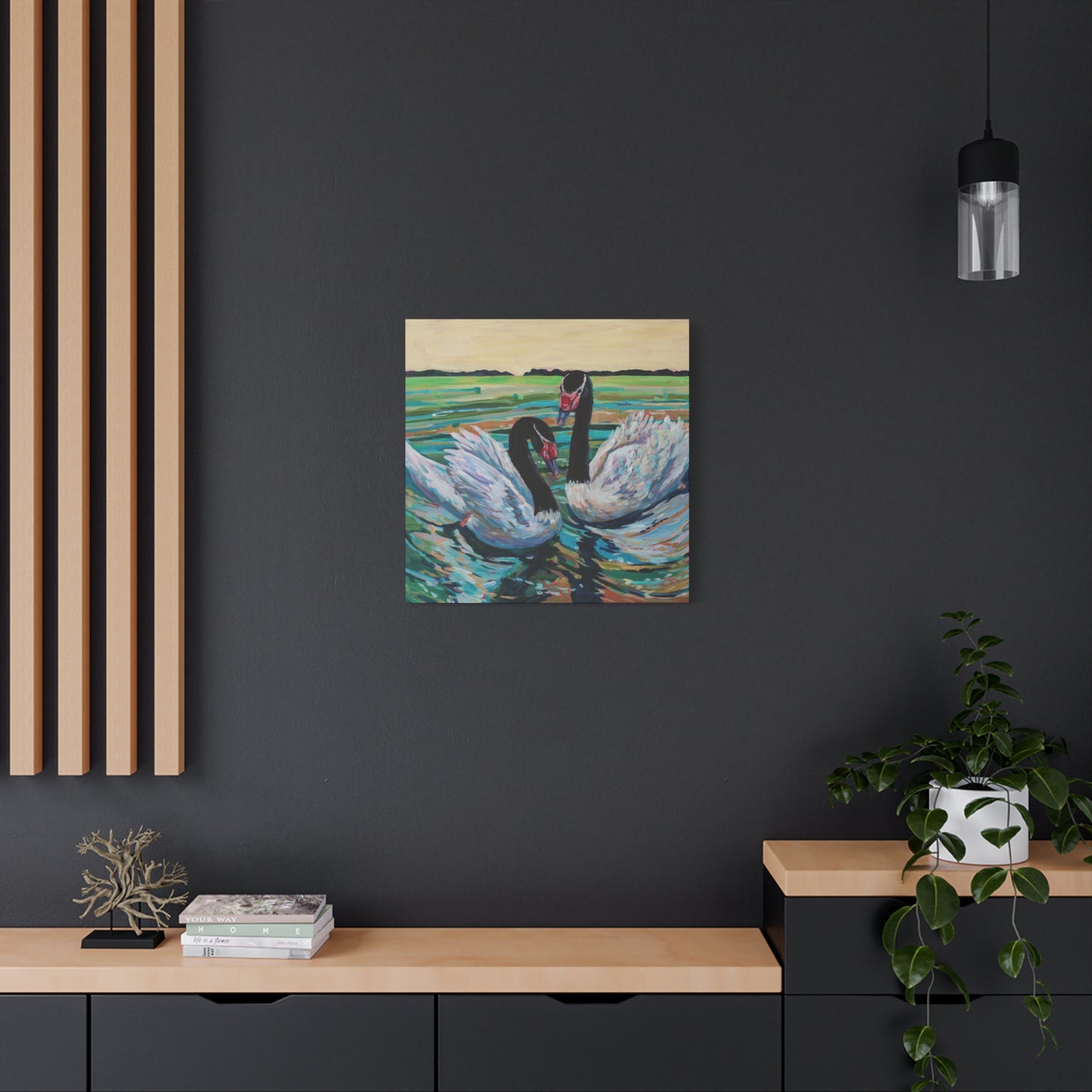 Black Neck Swan Duo—Matte Canvas, Stretched, 1.25"