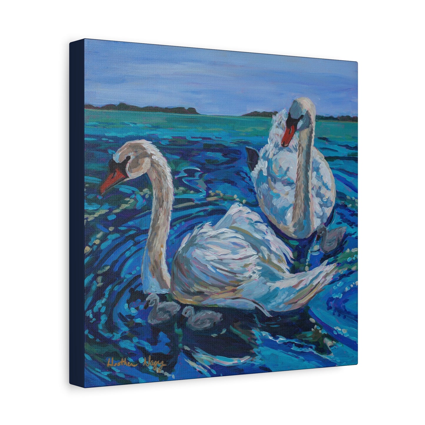 Mute Swan Family—Matte Canvas, Stretched, 1.25"