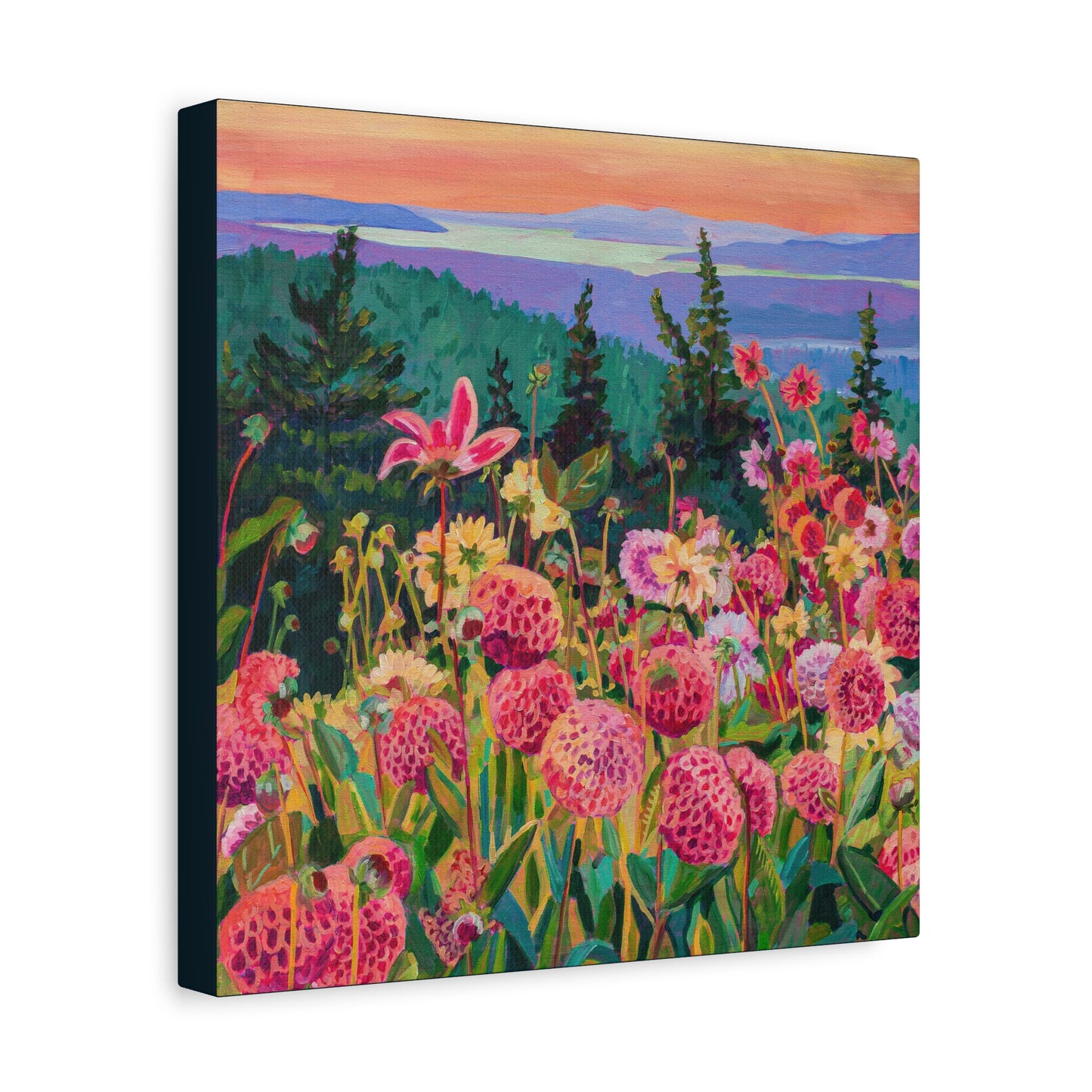Wonder garden series- Dahlias—Matte Canvas, Stretched, 1.25"