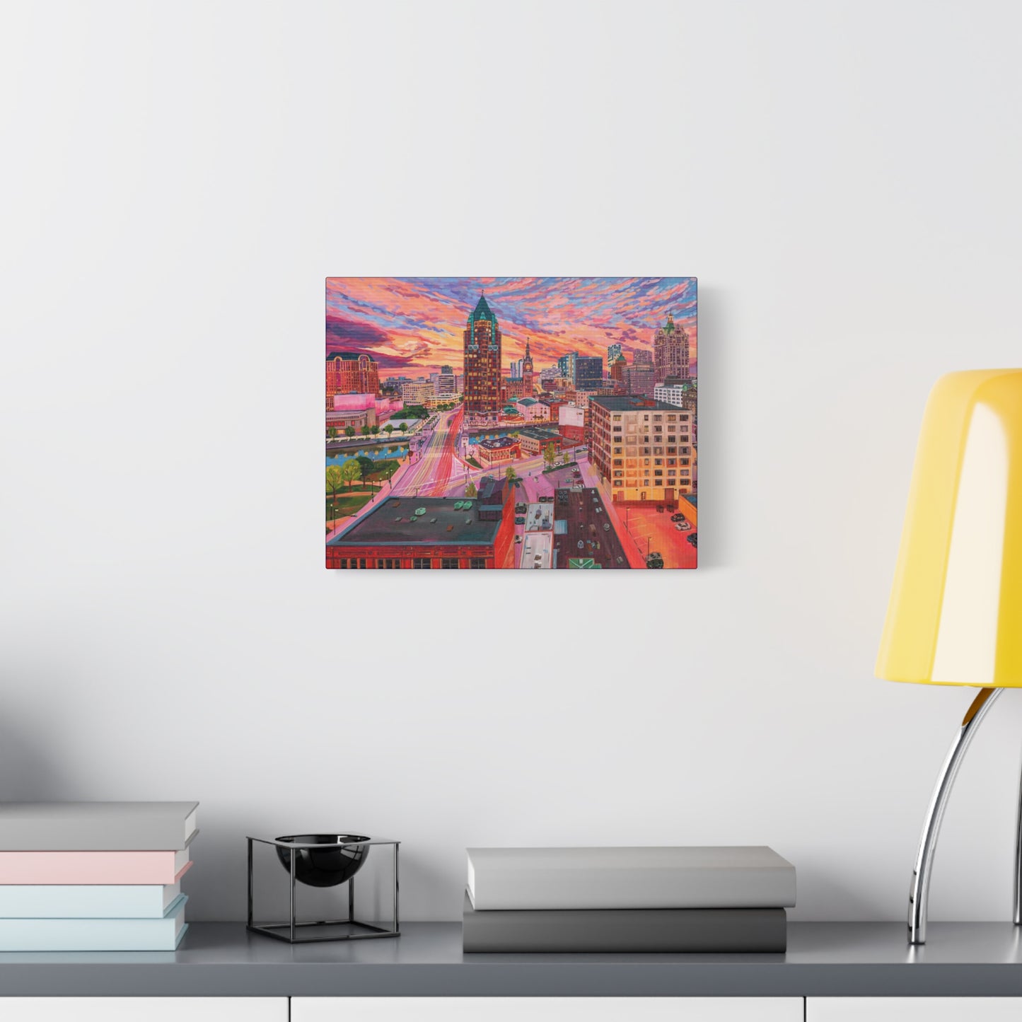 Golden glow- Milwaukee— Gallery Wrapped Canvas Reproduction