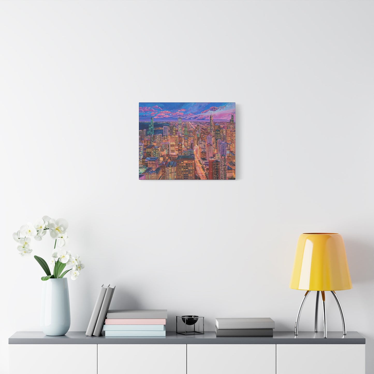 Night skyline Chicago—Matte Canvas, Stretched, 1.25"