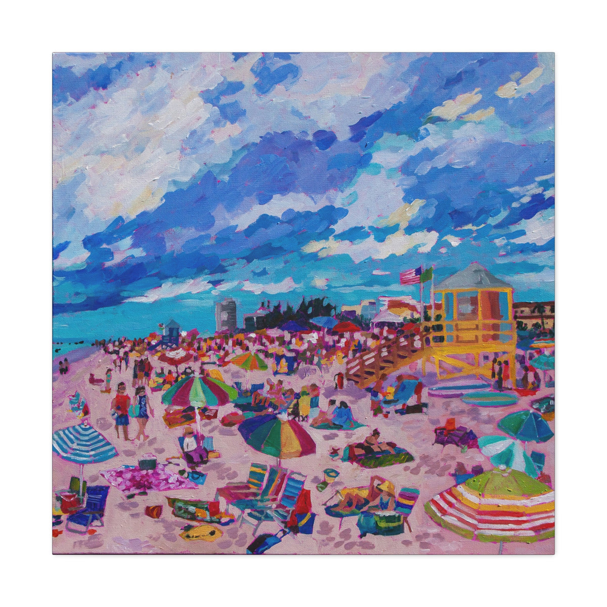 Busy Relaxing Beach Middle Panel—Matte Canvas, Stretched, 1.25"