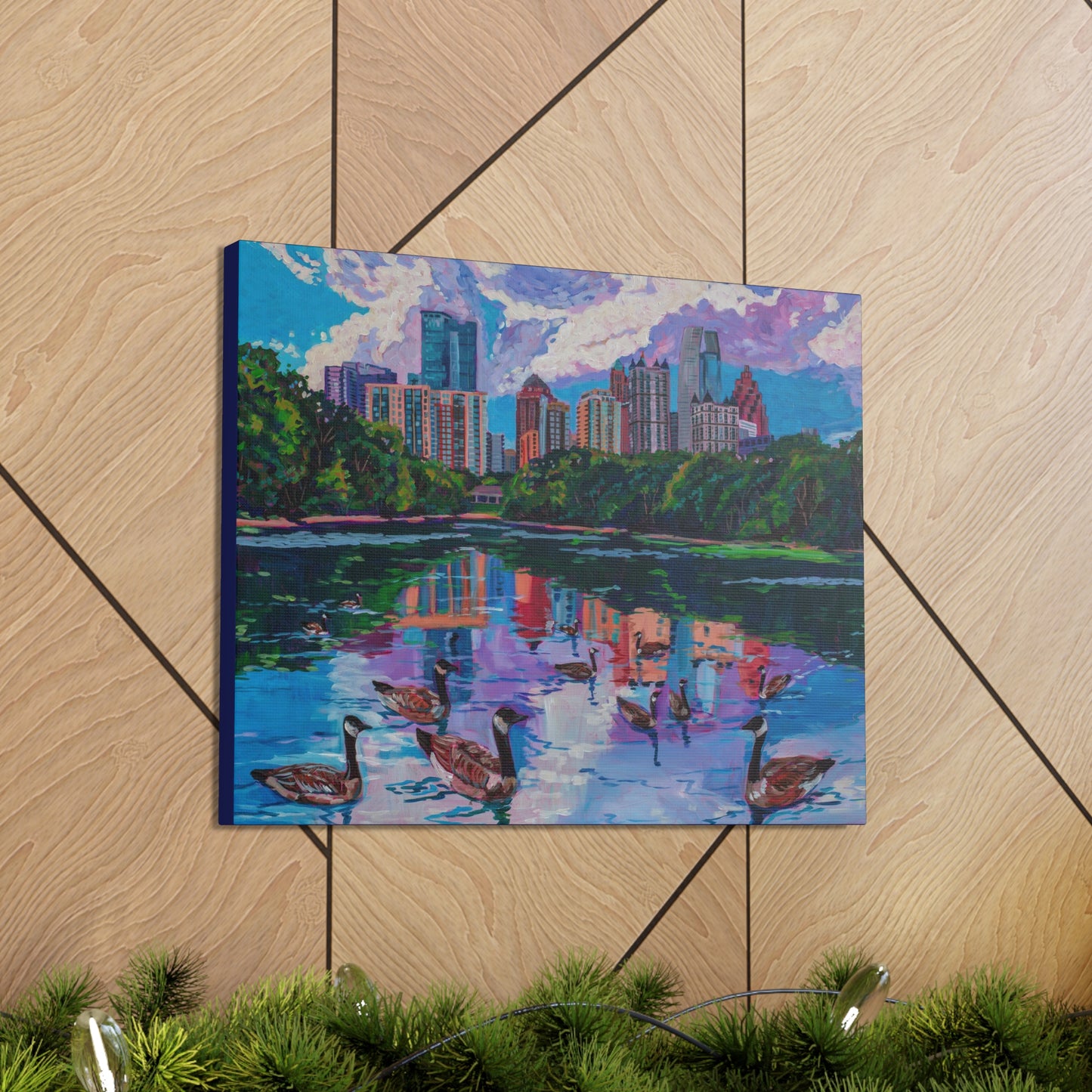 Geese at Piedmont Park, Atlanta— Gallery Wrapped Canvas Reproduction