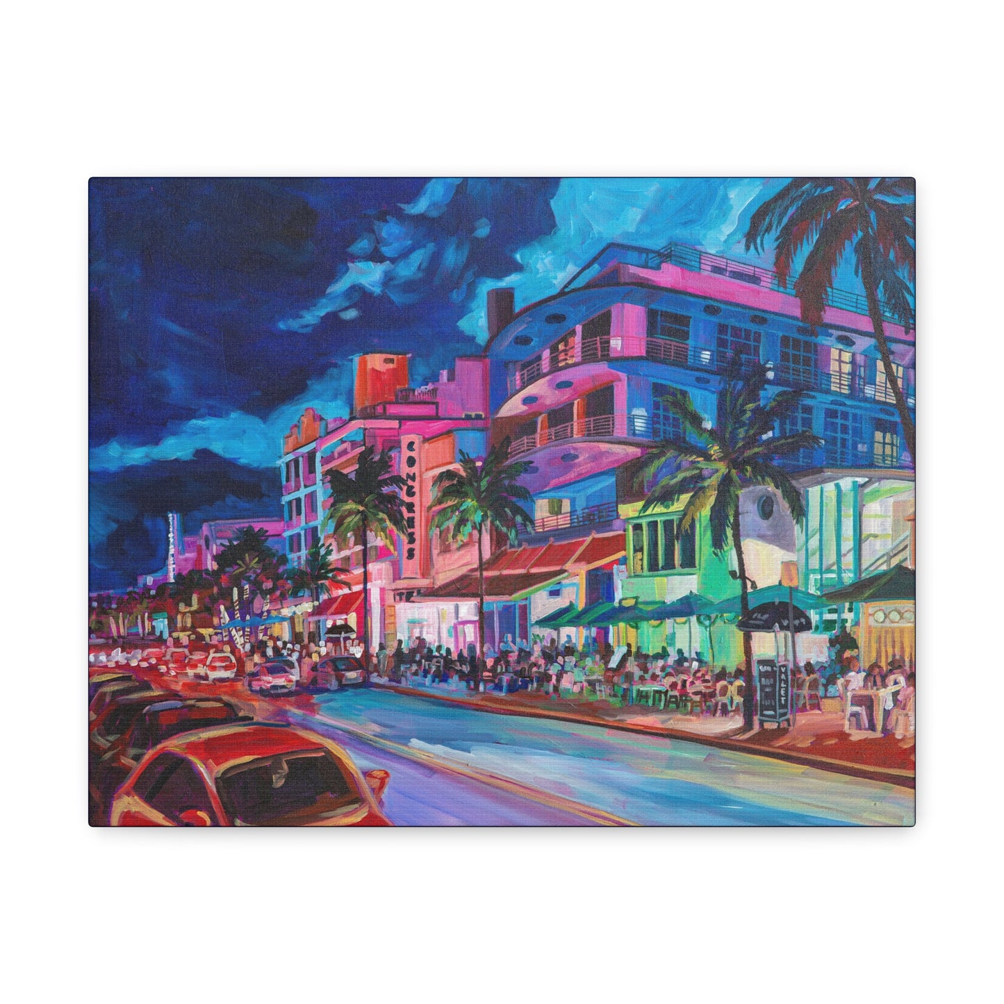 Palace Cafe and Congress Hotel, South Beach Miami— Gallery Wrapped Canvas Reproduction