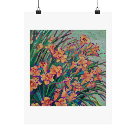 Yellow Day lilies floral— Matte Paper Poster Reproduction