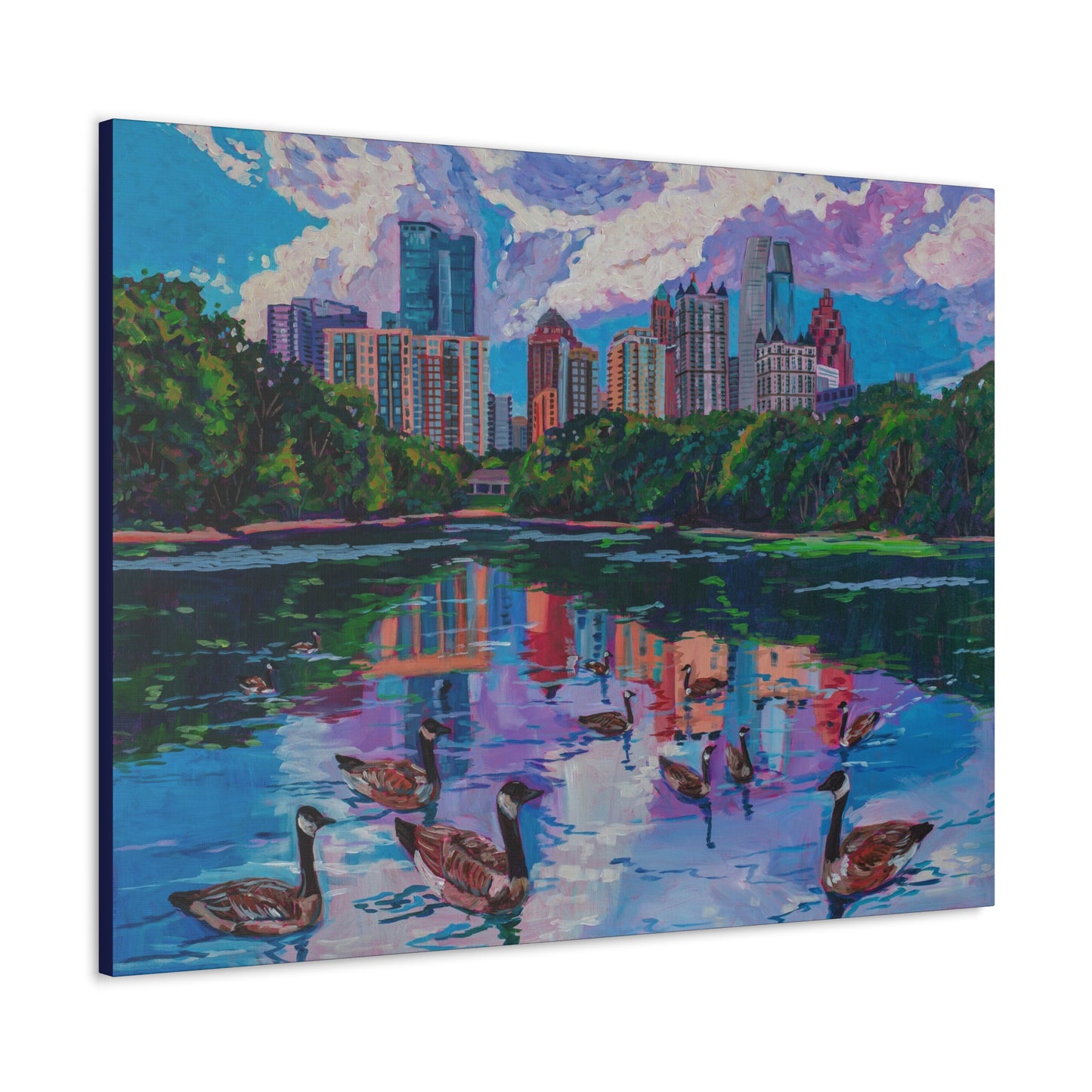 Geese at Piedmont Park, Atlanta— Gallery Wrapped Canvas Reproduction