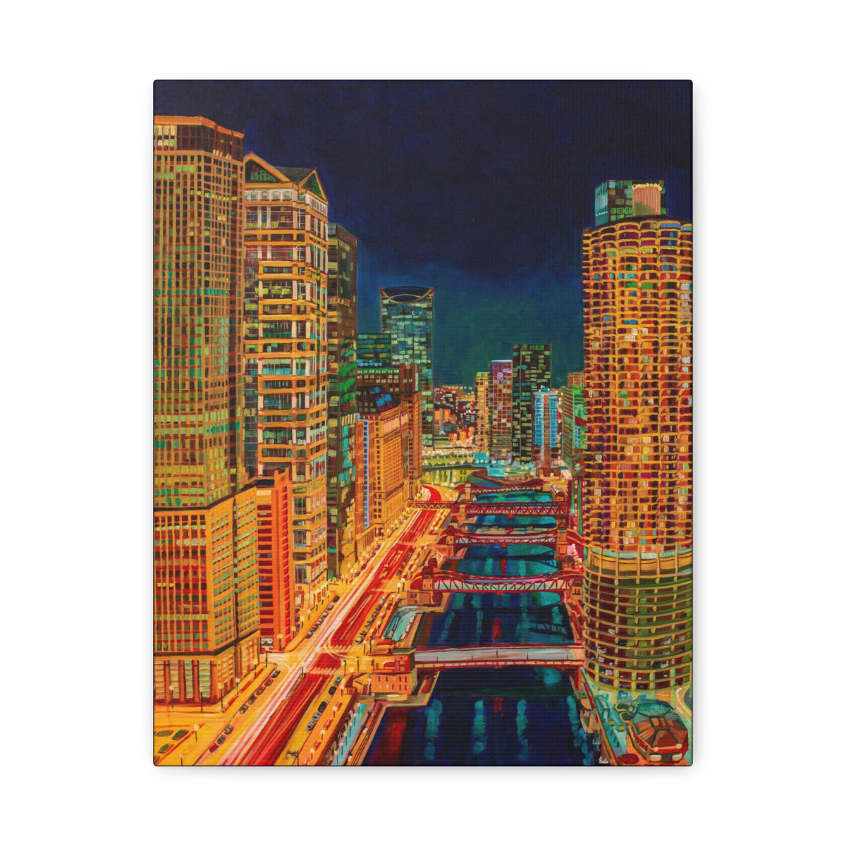 Nightfall in the Loop-Chicago—Matte Canvas, Stretched, 1.25"