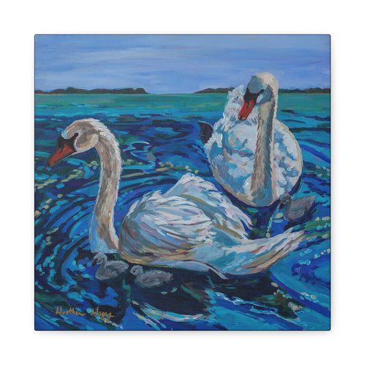 Mute Swan Family—Matte Canvas, Stretched, 1.25"