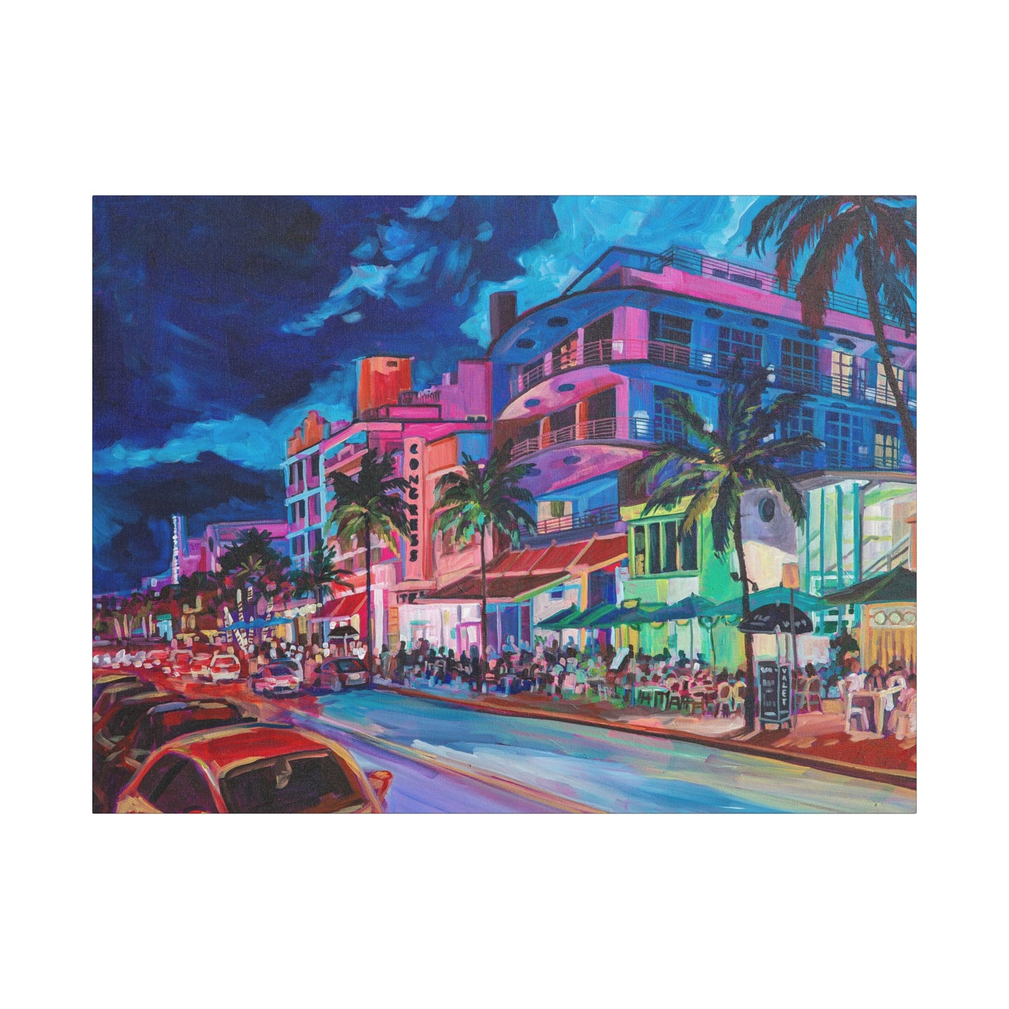 Palace Cafe and Congress Hotel, South Beach Miami—Matte Canvas, Stretched, 1.25"
