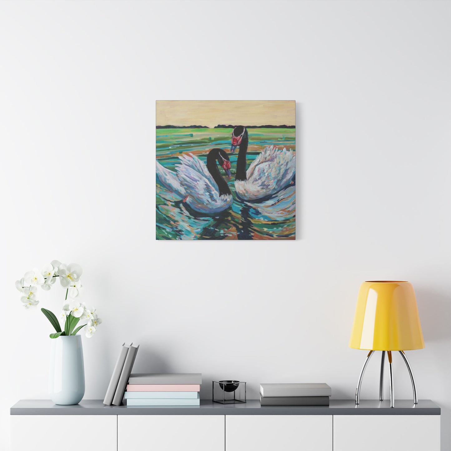Black Neck Swan Duo—Matte Canvas, Stretched, 1.25"