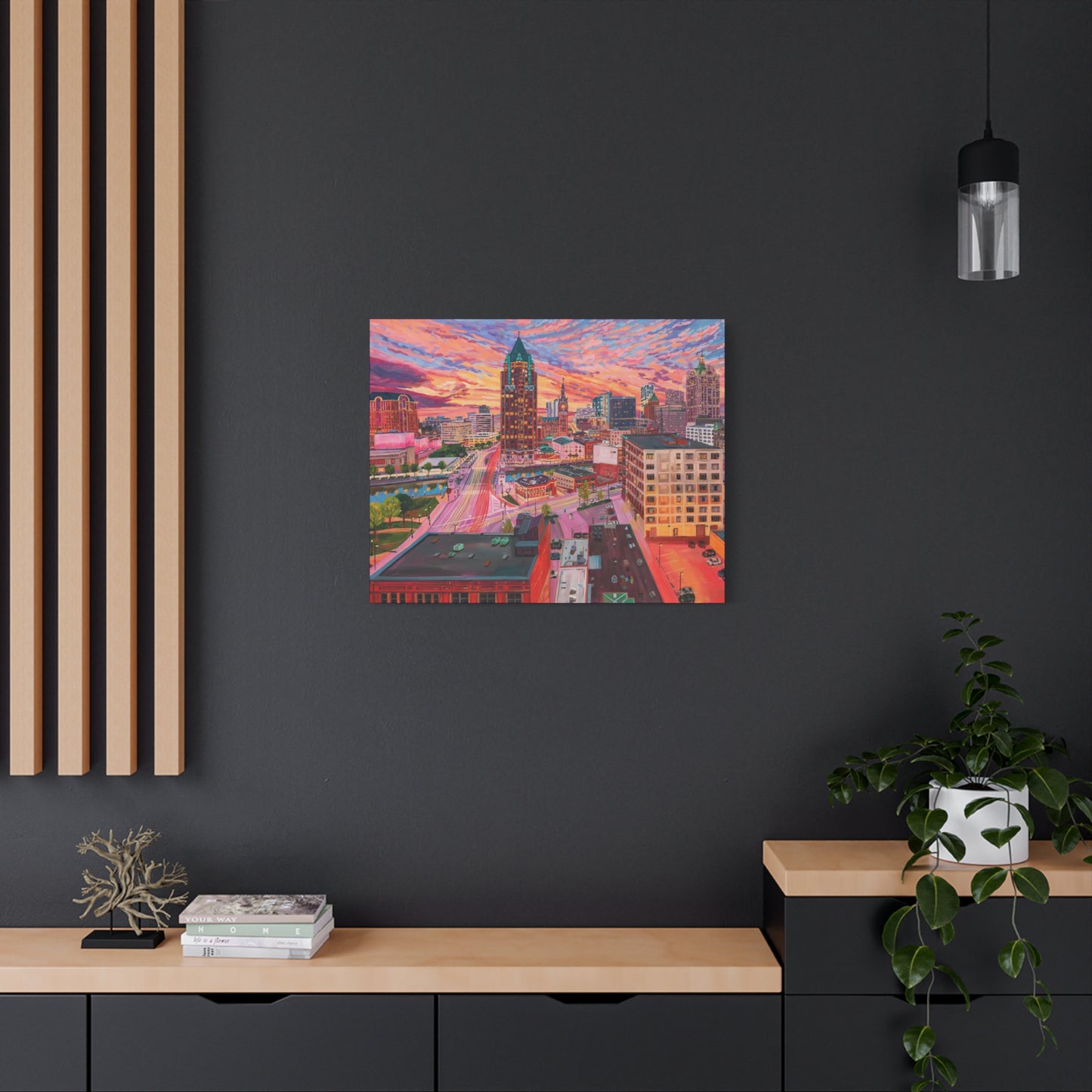 Golden glow- Milwaukee— Gallery Wrapped Canvas Reproduction