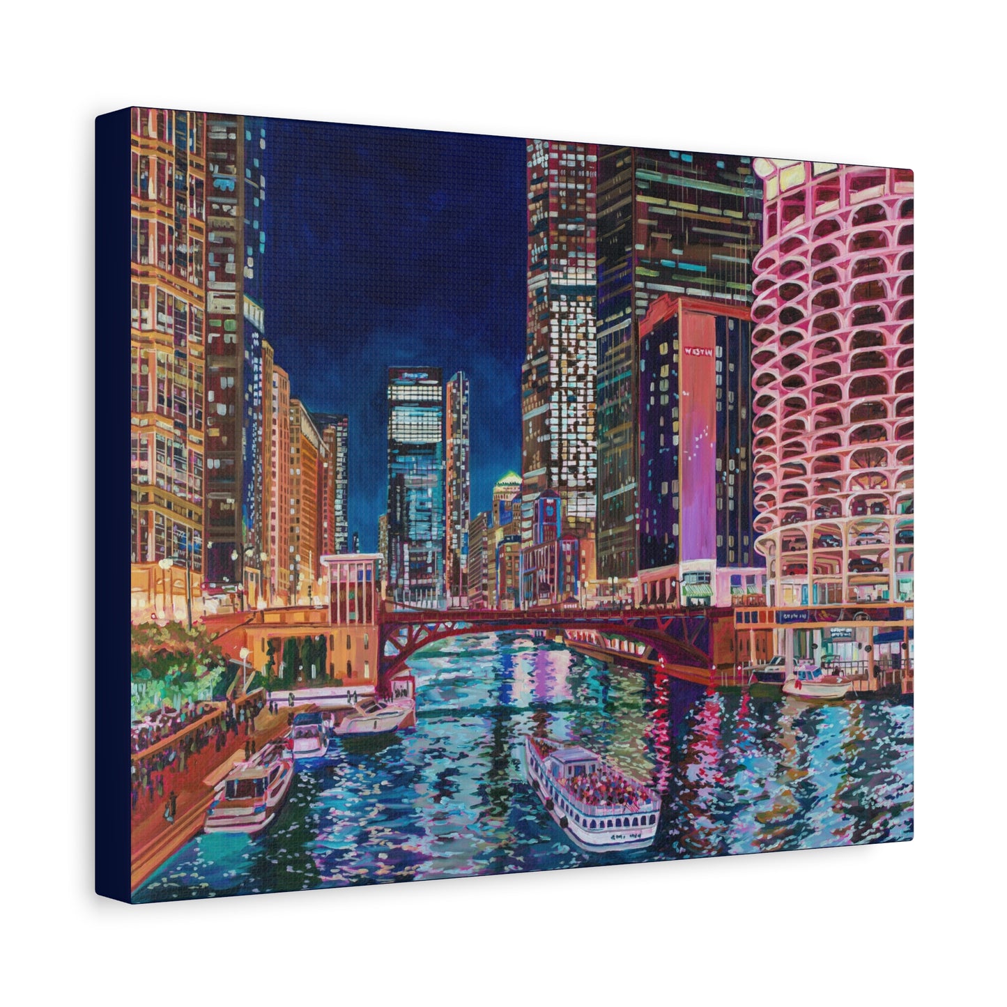 The Chicago River at Night—Matte Canvas, Stretched, 1.25"