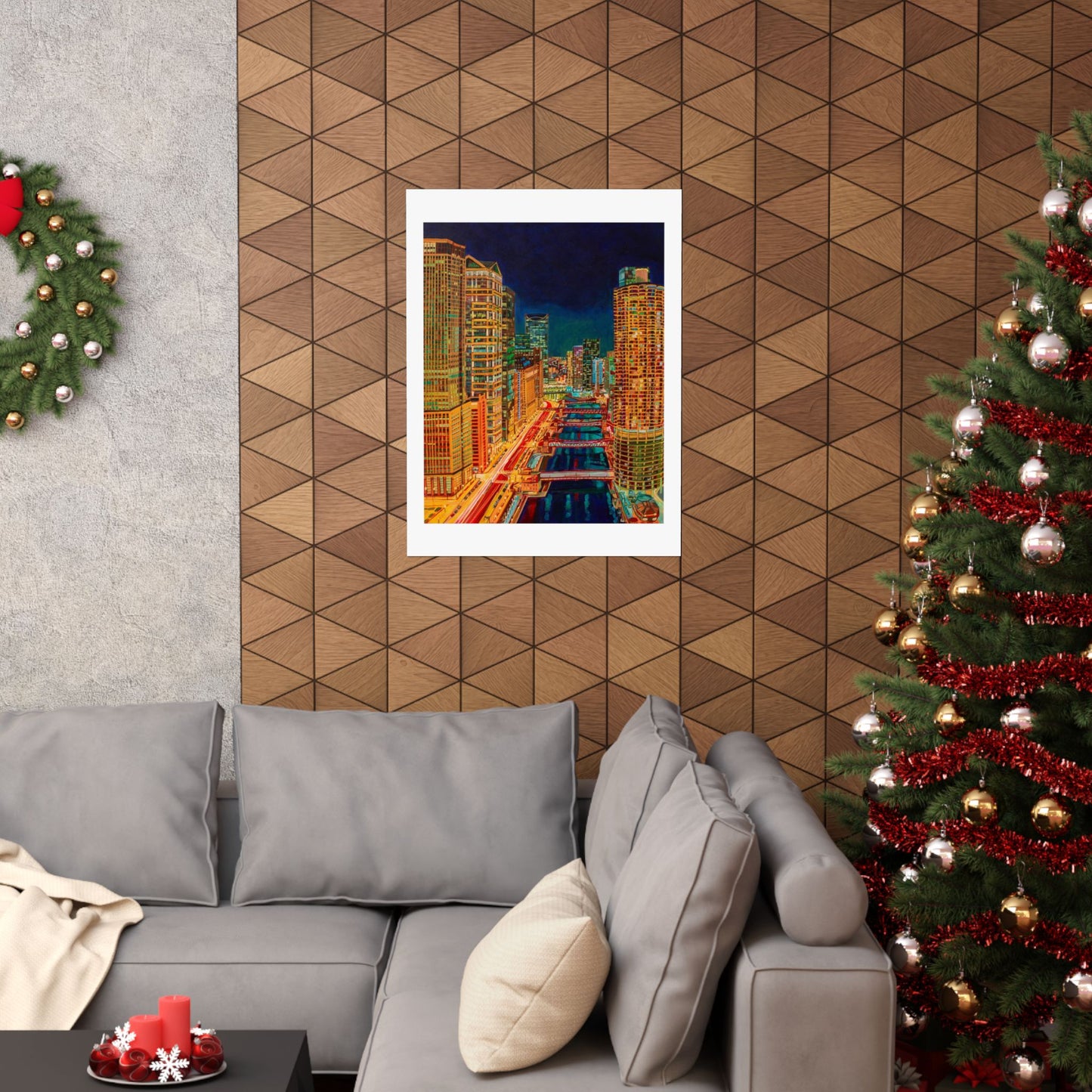 Nightfall in the Loop-Chicago — Fine Art Poster Reproduction