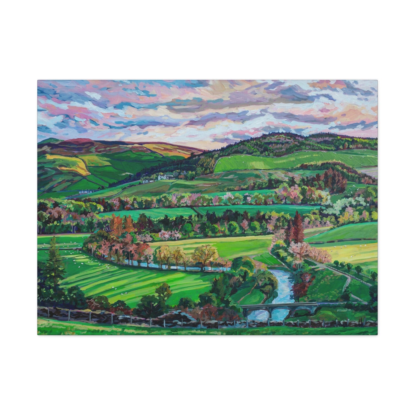 Rolling Farmland, Pebbles-Scotland— Gallery Wrapped Canvas Reproduction