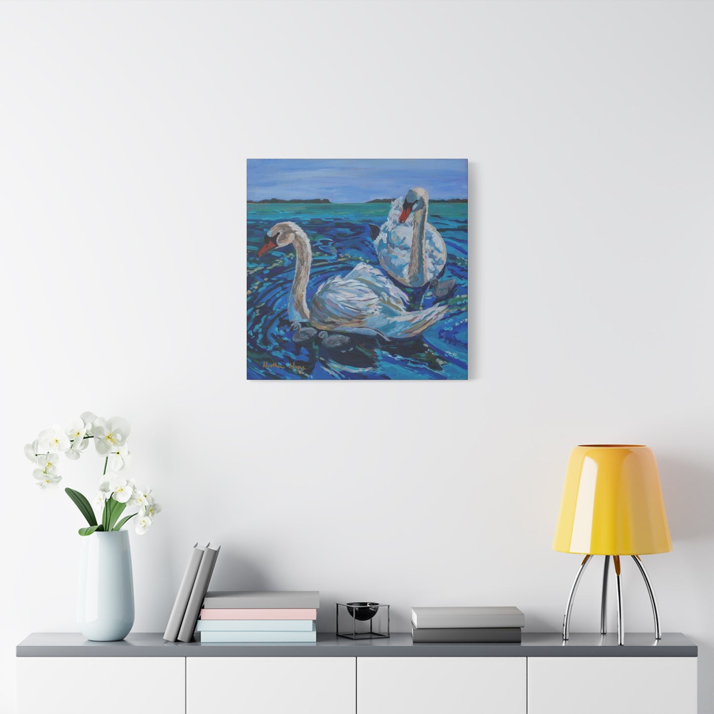 Mute Swan Family—Matte Canvas, Stretched, 1.25"