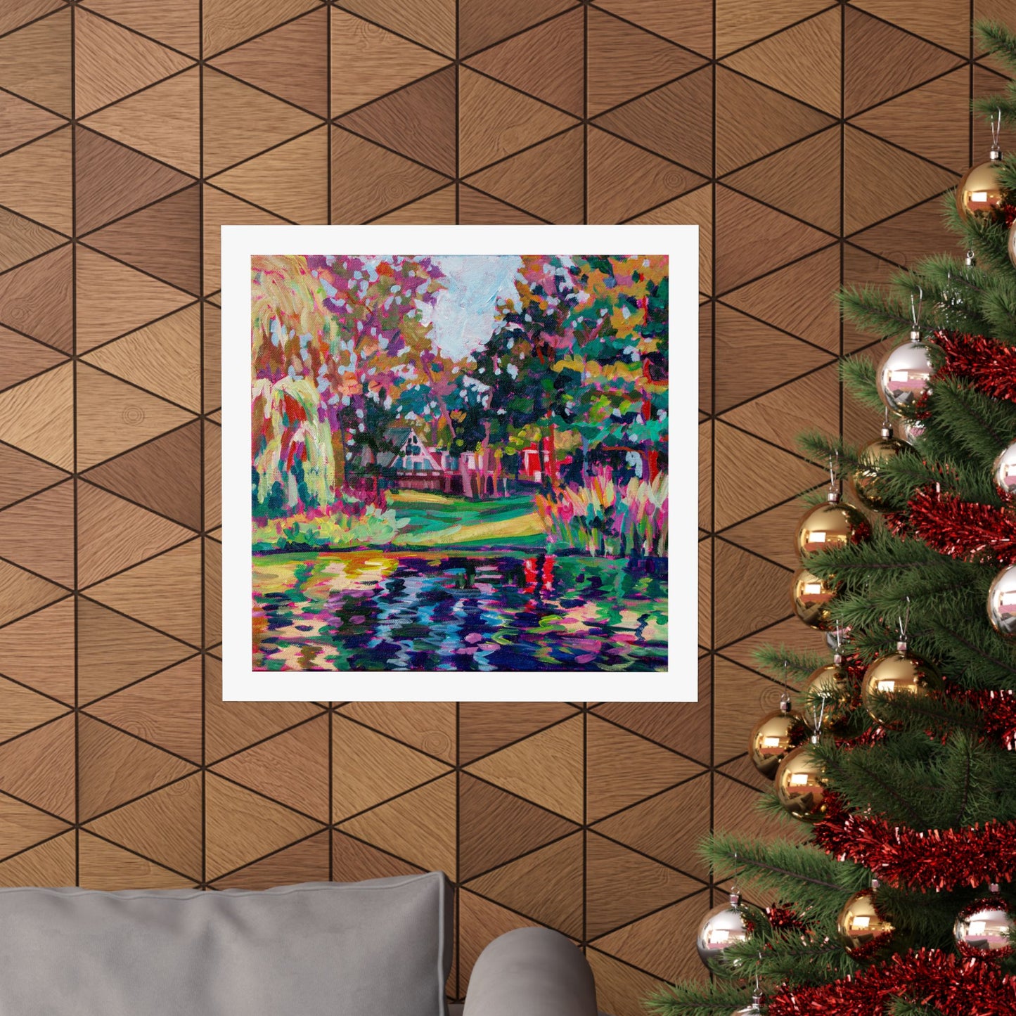Cabin by the lake— Matte Paper Poster Reproduction