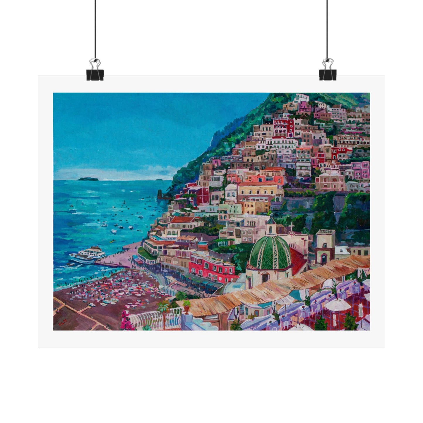 Summer in Positano, Italy —Matte Horizontal Poster Reproduction