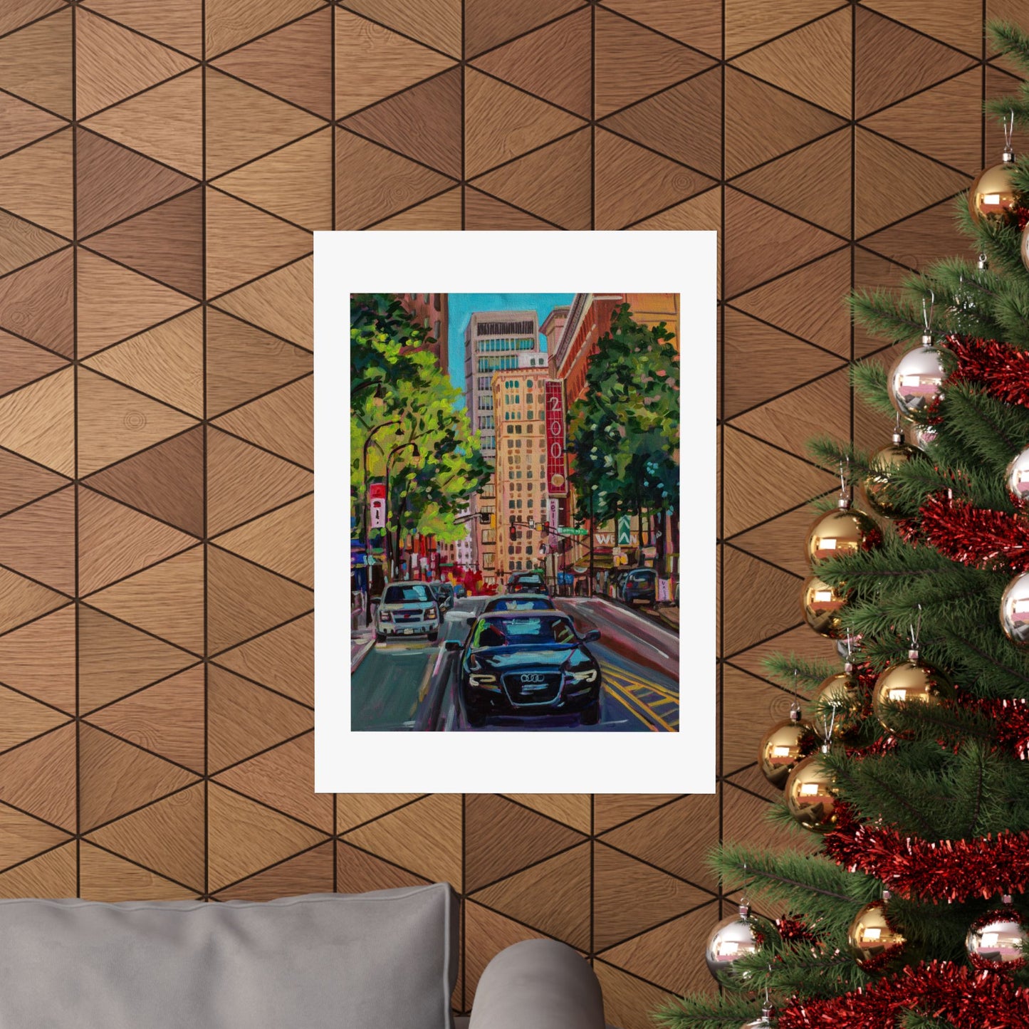 Atlanta Street scene 3 (Along Peachtree by the Weston Hotel) — Fine Art Matte Paper  Reproduction