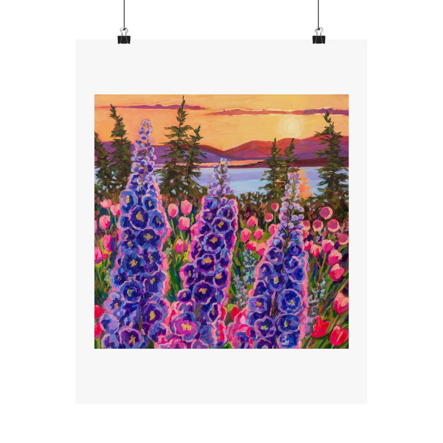 Wonder garden series- Delphinium trio— Matte Paper Poster Reproduction