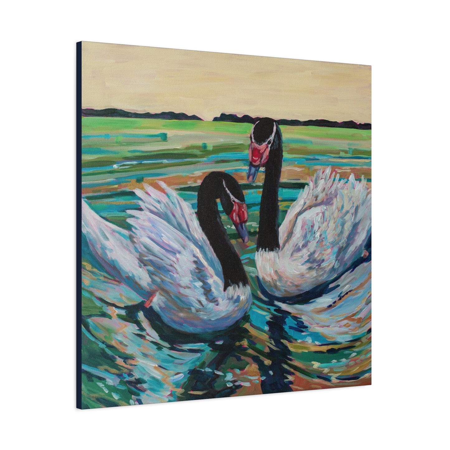 Black Neck Swan Duo—Matte Canvas, Stretched, 1.25"