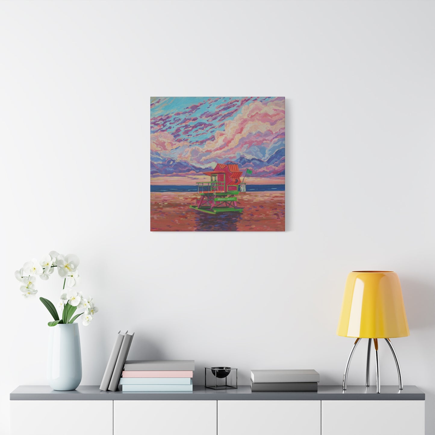 Pink lifeguard station Miami Beach—Matte Canvas, Stretched, 1.25"